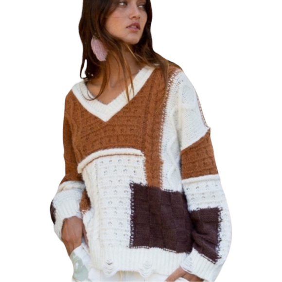 POL Sweaters - POL Bohemian style Color Block patched Sweater. NWT